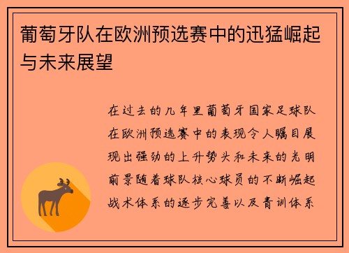 葡萄牙队在欧洲预选赛中的迅猛崛起与未来展望
